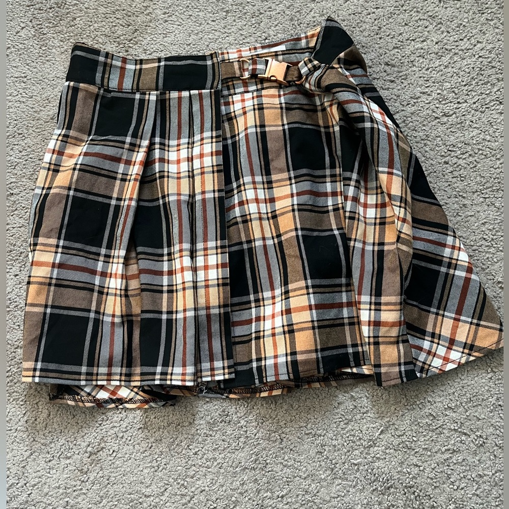 Urban outfitters plaid buckle skirt